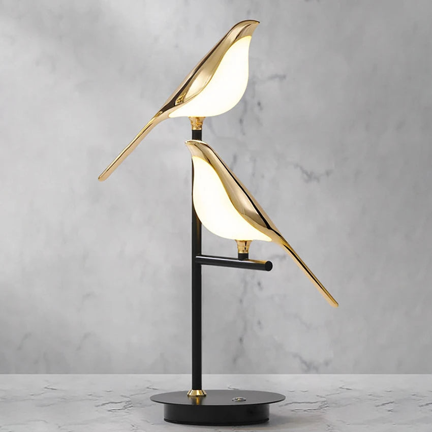 design lampe de table LED placage postmoderne or oiseau alliage acrylique lampe de bureau pour chambre étude salle salon lampadaire - vue 4 sur 10