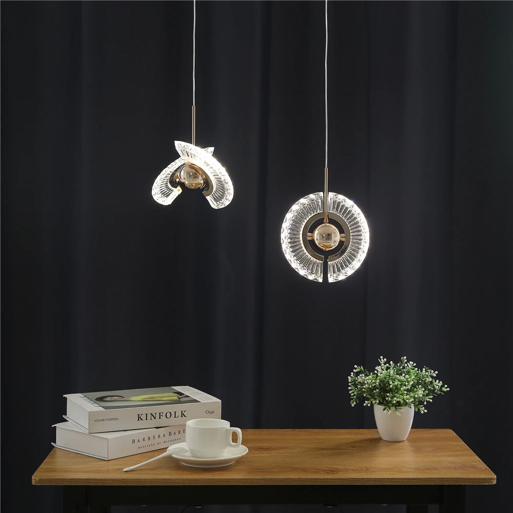 lampe led suspendue rotative en acrylique ufo style nordique 2021 - vue 3 sur 9