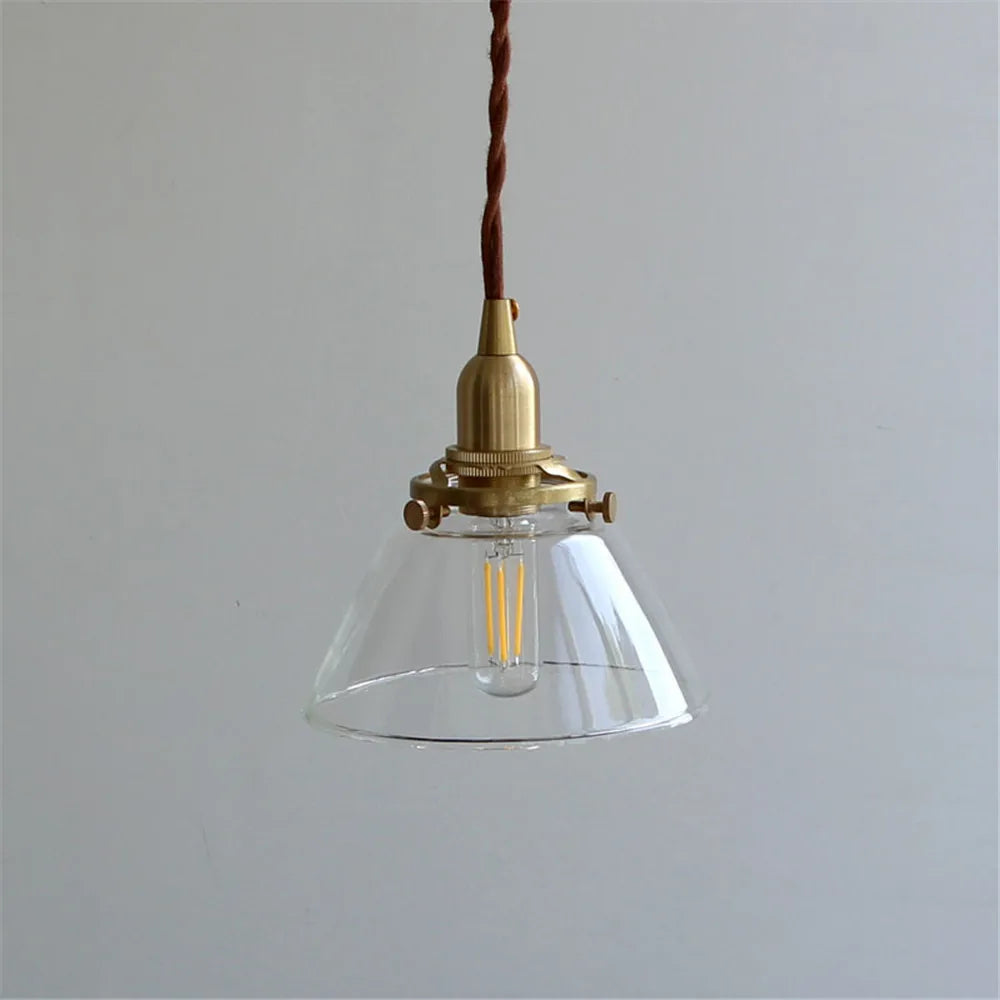 loft industriel led suspension lumière rétro en laiton verre suspension - vue 5 sur 8
