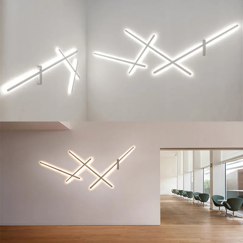 applique murale led rétro-éclairé simple longue bande art déco - vue 6 sur 9
