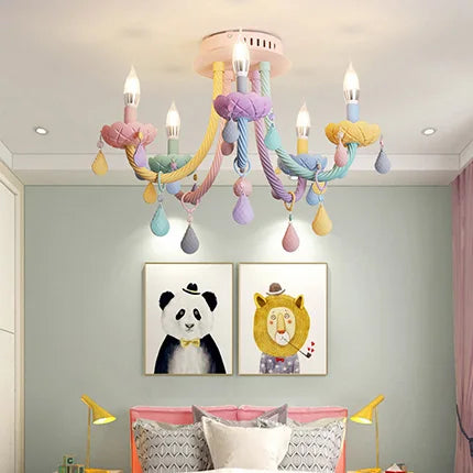Plafonnier coloré pour enfants lustre moderne Fort chambre d'enfants avec douilles E14/E12 Moe éclairage lampe pour enfants - vue 5 sur 9