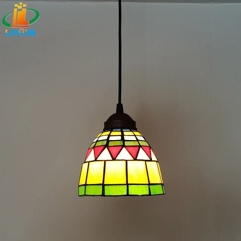 lustre tiffany vintage en verre pour intérieur et jardin - vue 4 sur 7
