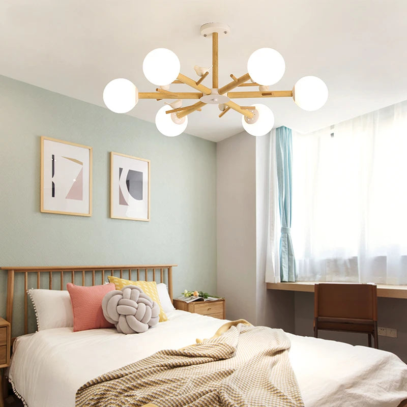 Lustres nordiques pour salon chambre cuisine verre Led lampe suspendue éclairage oiseau décor lampe moderne lustres de plafond - vue 3 sur 9