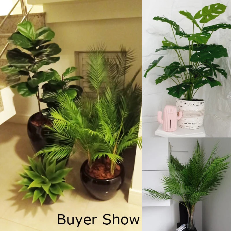 palmier artificiel avec grandes feuilles pour décoration intérieure et extérieure - vue 7 sur 12