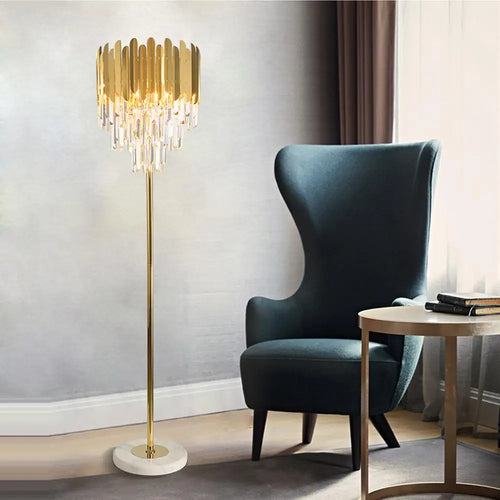 lampe à poser post-moderne art déco en acier inoxydable et cristal