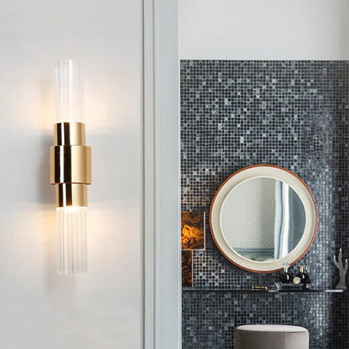 applique murale led moderne en verre doré décoratif d'intérieur - vue 2 sur 8