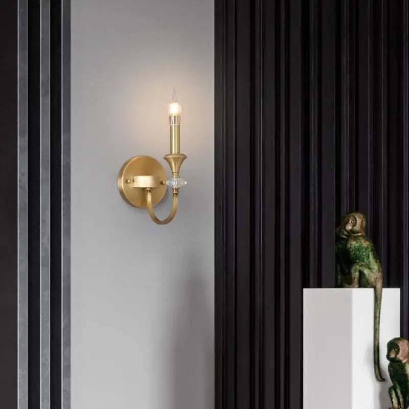 applique murale en cristal lampe à bougie led en cuivre à double tête - vue 9 sur 8