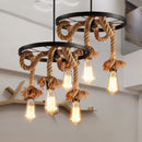 Adjustable vintage hemp rope chandelier for restaurant