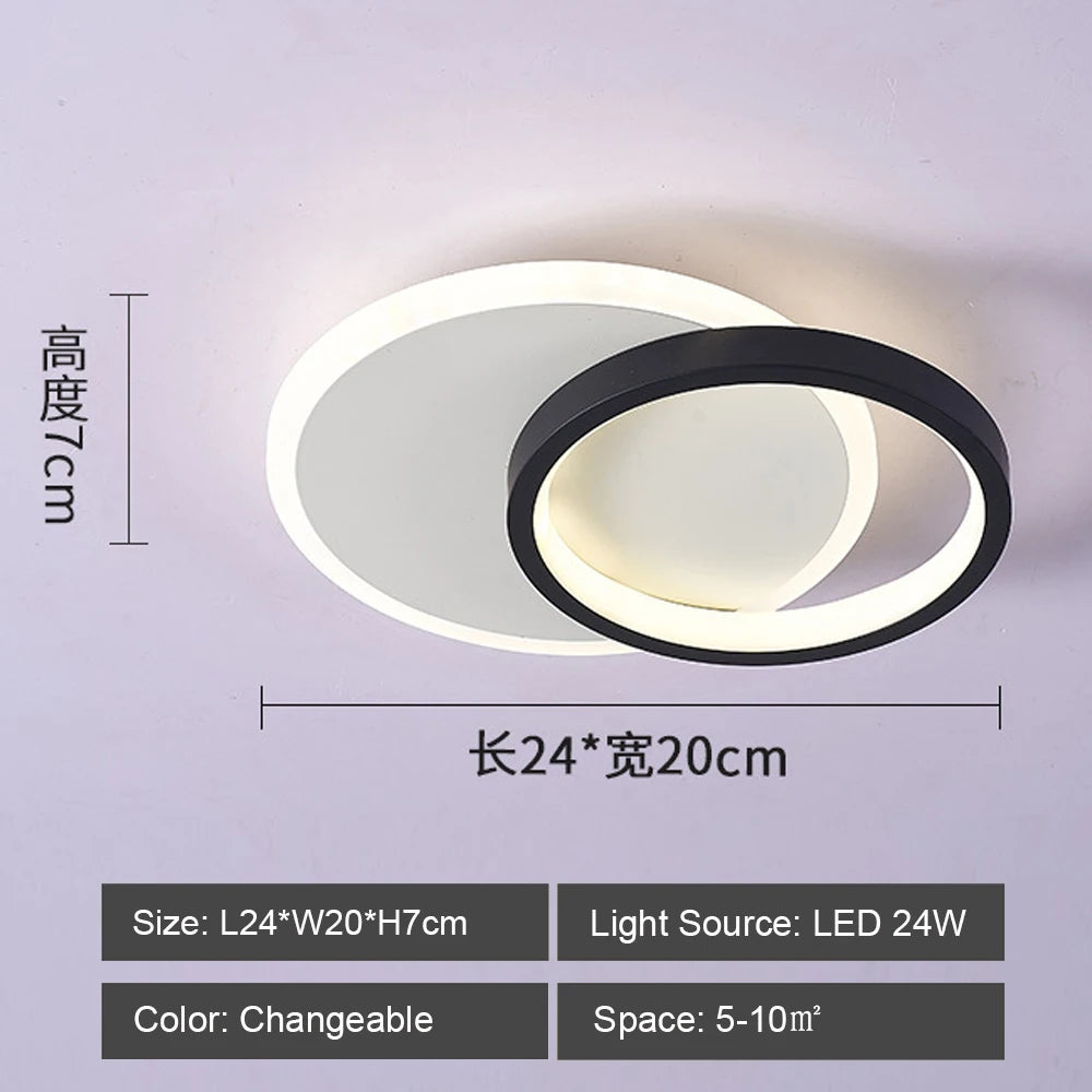 lustre led allée plafonnier noir blanc - vue 8 sur 12