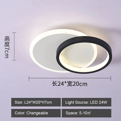 lustre led allée plafonnier noir blanc - vue 9 sur 12