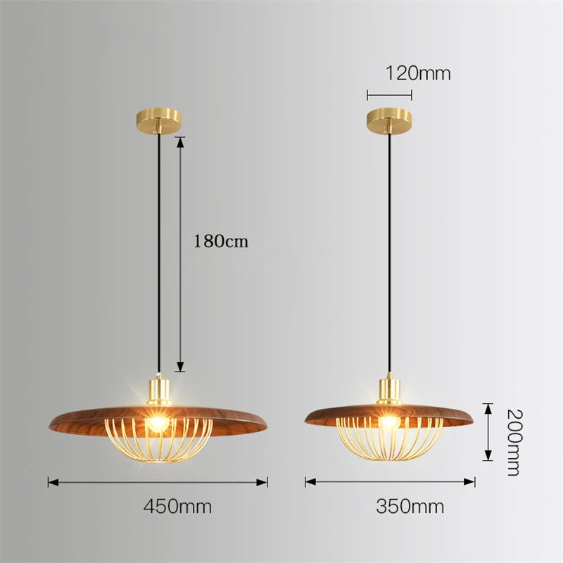 lustre nordique en forme de chapeau de grain de bois - vue 6 sur 12