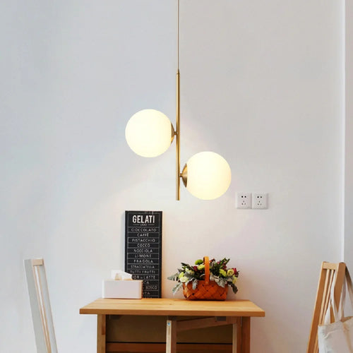 Moderne simple Cuivré Restaurant Suspension De Luxe Chevet Nordique Designer Créatif Personnalisé Acrylique Boule G9 Suspension - vue 9 sur 9
