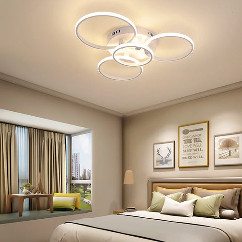 plafonnier NEO Gleam plafond moderne à LEDs lumières RC Dimmable cercle anneaux concepteur pour salon chambre - vue 4 sur 13