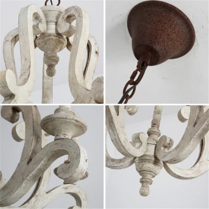 lustre en bois de style européen pour décoration intérieure - vue 6 sur 6