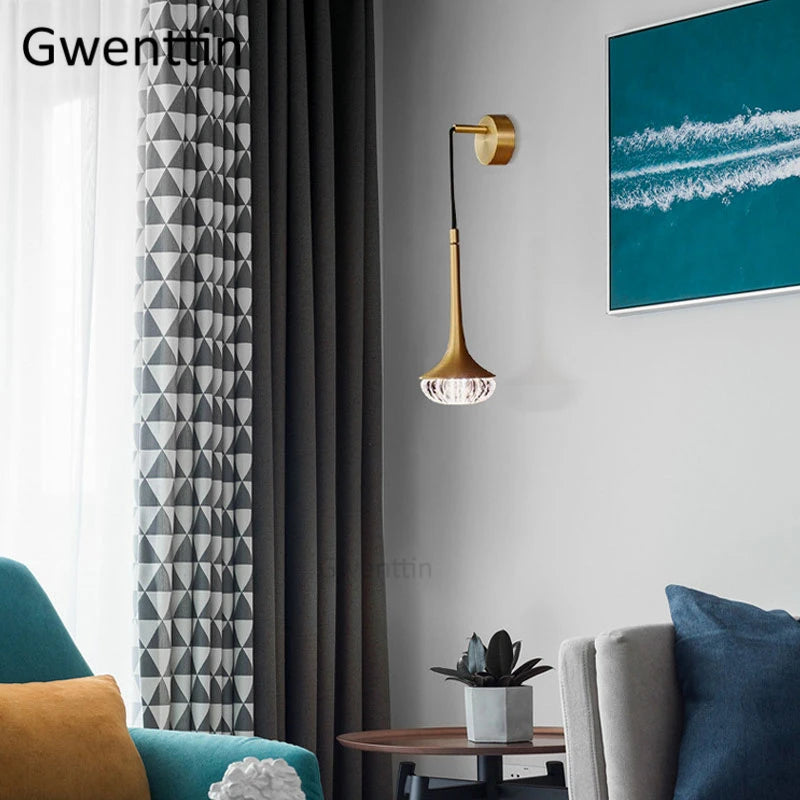 applique murale en cristal doré design moderne pour décoration intérieure - vue 5 sur 7