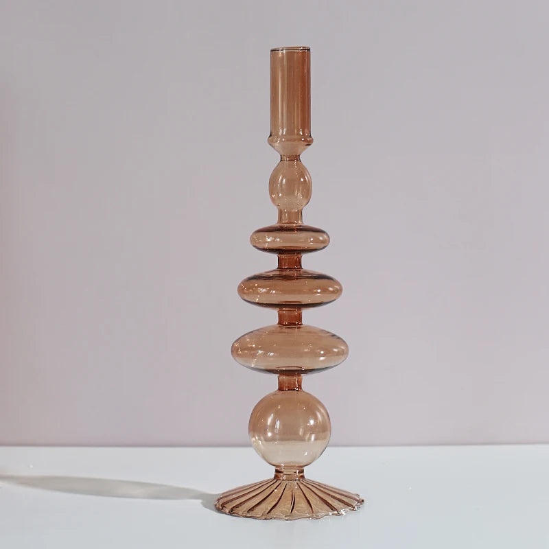 Nordic Glass candle holders, romantic Dinner home decoration, candlestick for birthday wedding, candle holder portavelas decor - vue 27 sur 31