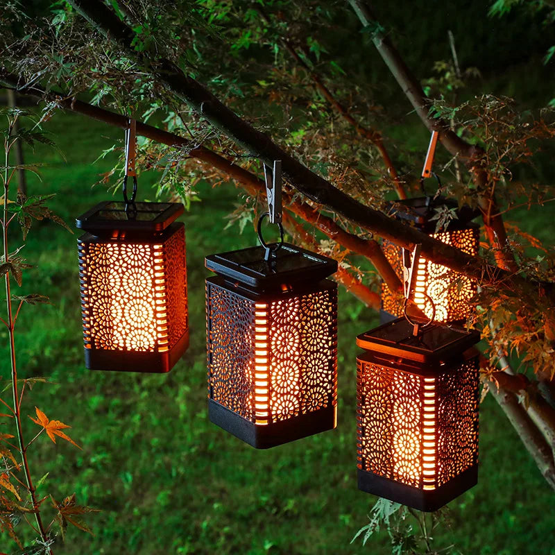 lanterne solaire extérieure à led lumière vacillante décorative - vue 4 sur 8