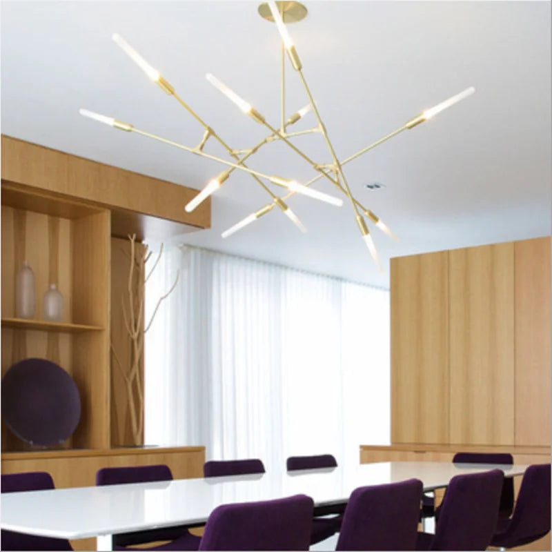 lustre design à plusieurs têtes en fer pour un éclairage moderne - vue 2 sur 6