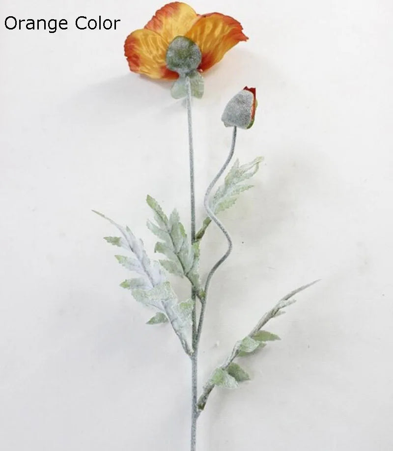 grande branche de fleurs artificielles pavot pour décoration printemps - vue 5 sur 9
