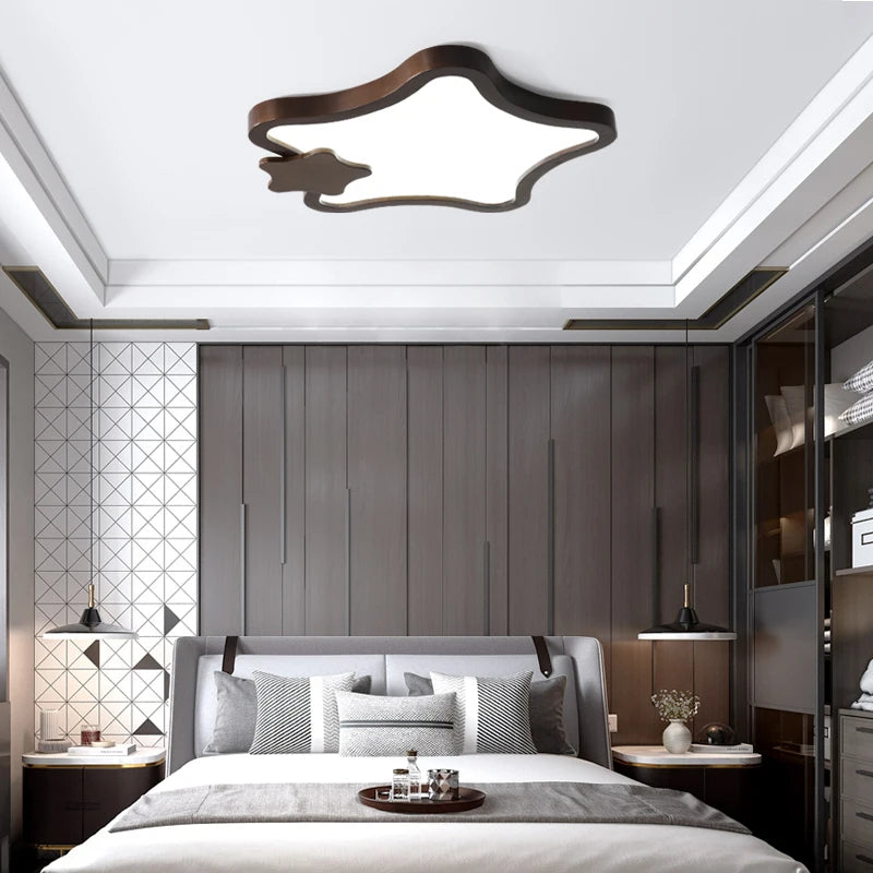 Minimalist star wooden decorative ceiling light - vue 3 sur 10