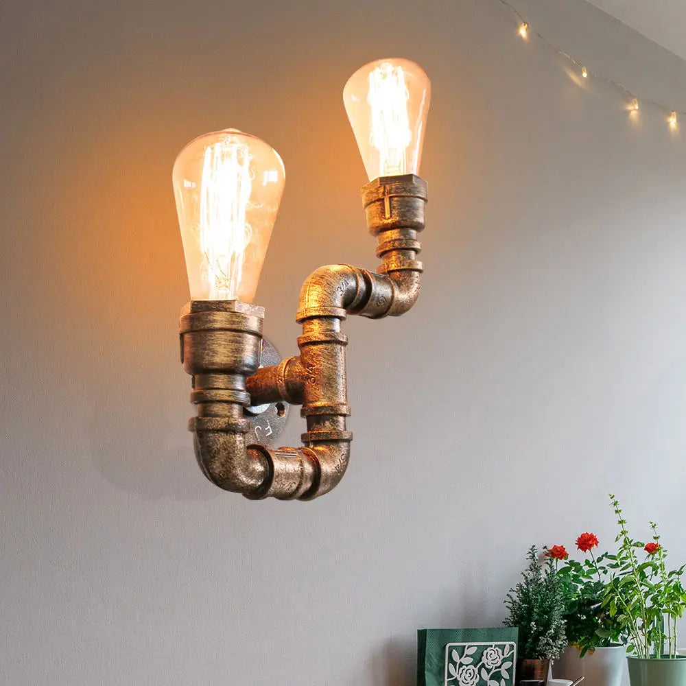 applique murale industrielle vintage loft 2 lumières pour bar - vue 5 sur 7