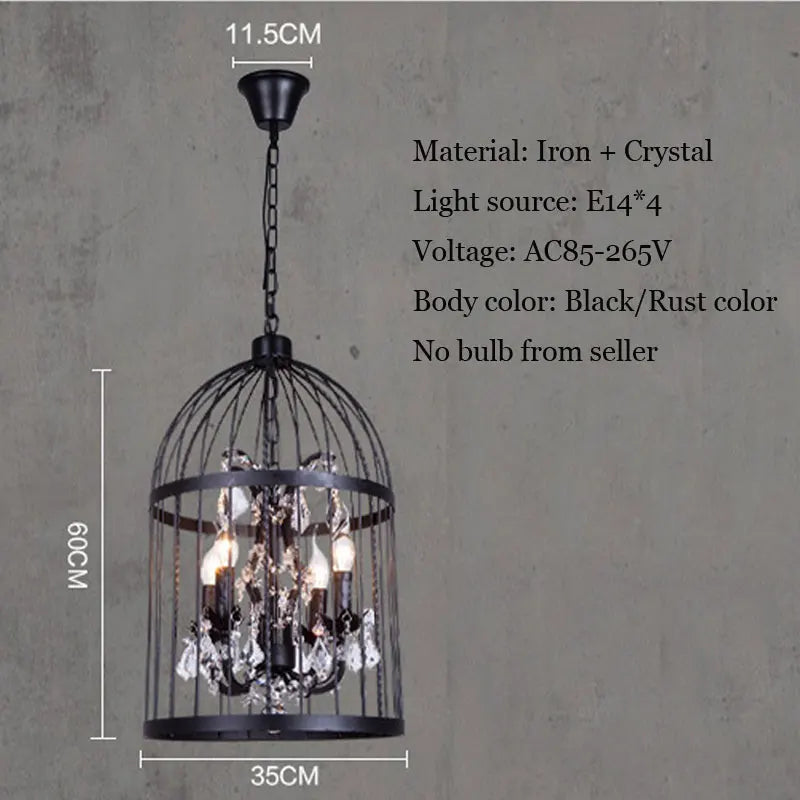 lustre cage oiseau en cristal vintage pour bar restaurant