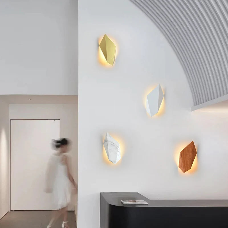 applique murale led nordique imitation pierre de bois pour hôtel - vue 5 sur 8