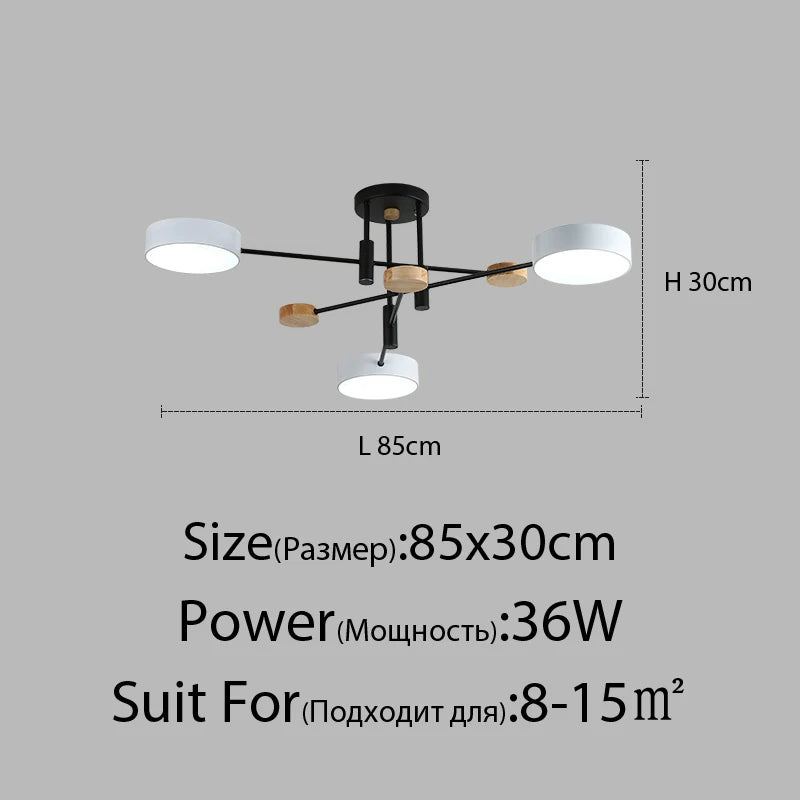 Contemporary nordic LED chandelier in minimalist wrought iron - vue 15 sur 15
