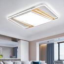 Modern nordic square LED ceiling light in wood and iron, minimalist