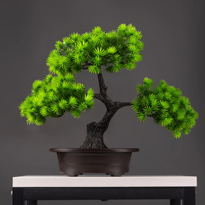 plantes de pin artificielles bonsaï décoratives en plastique pour intérieur - vue 3 sur 8