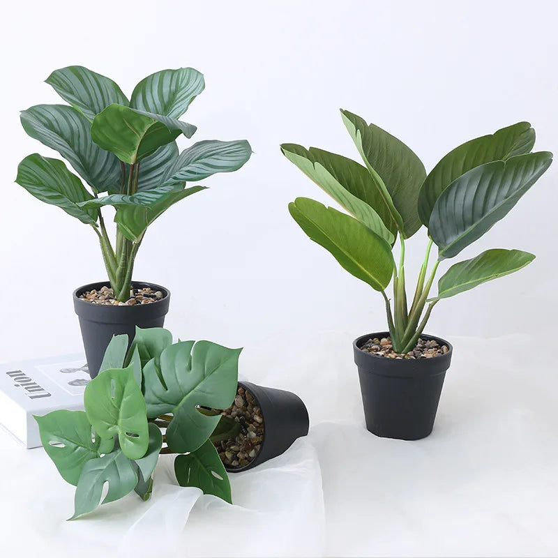 Artificial tropical banana plant in pot jungle realistic decor - vue 3 sur 8