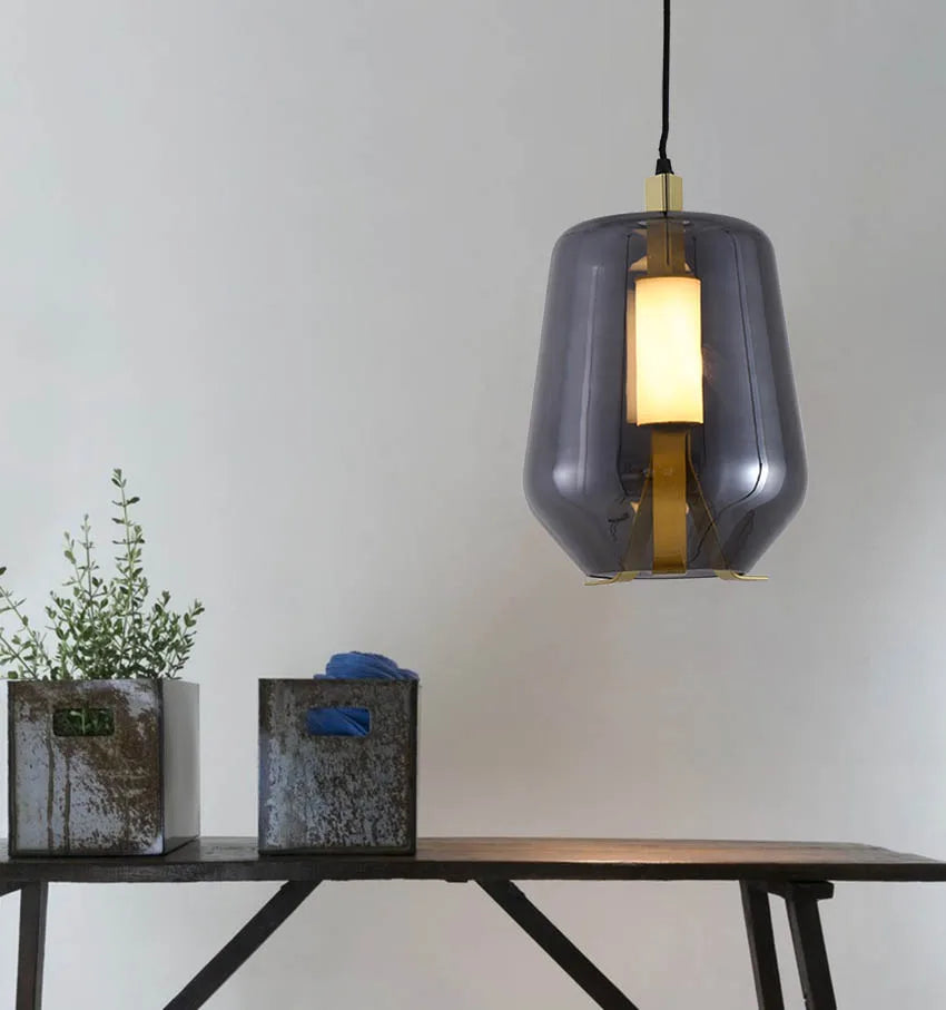 suspension vintage en verre design nordique créatif - vue 5 sur 10