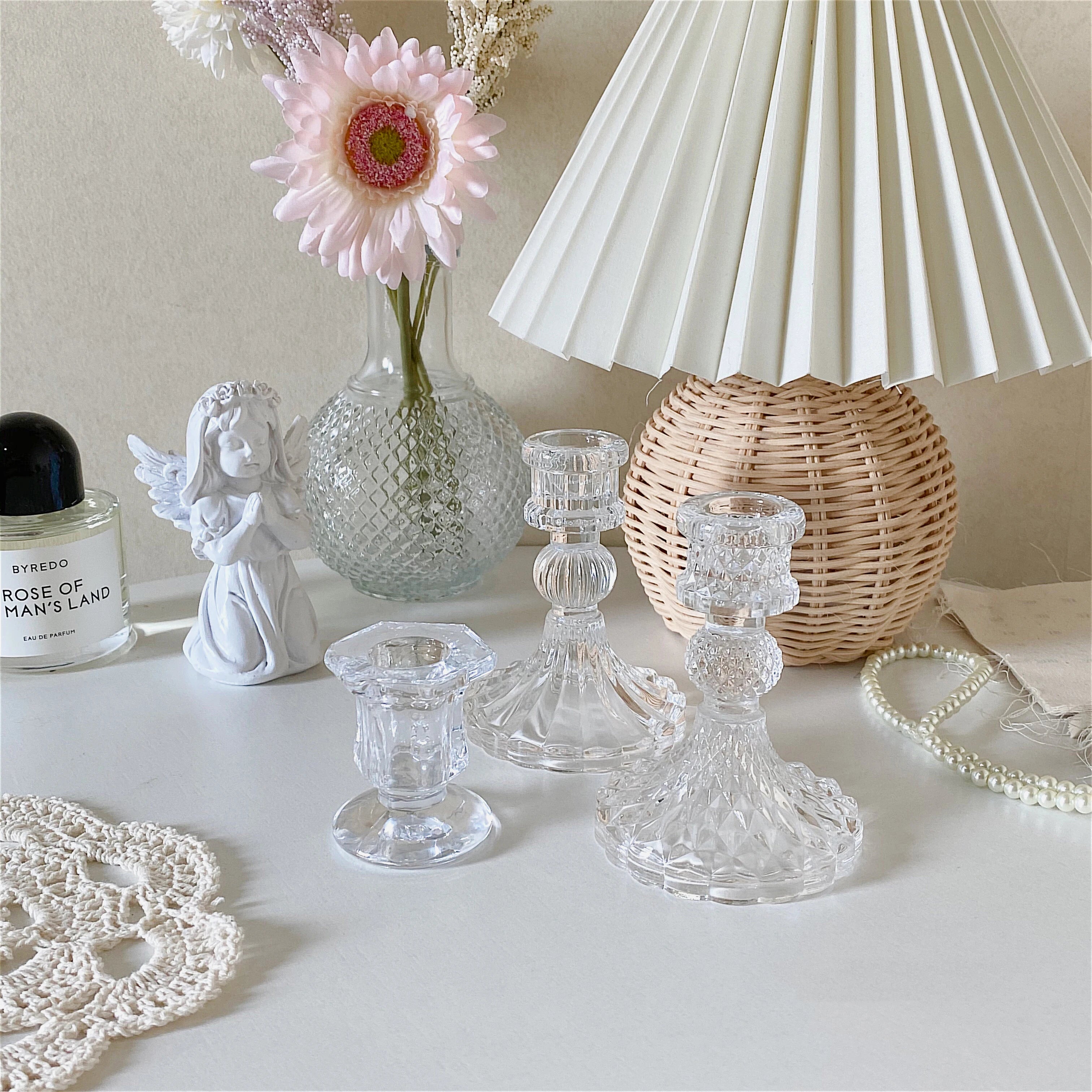 bougeoir en verre pour décoration romantique et centre de table - vue 5 sur 11