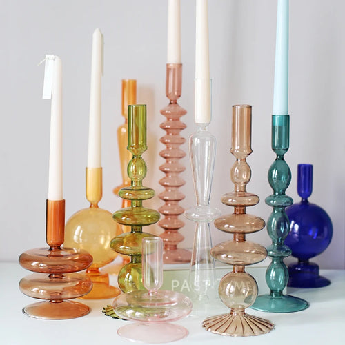 Nordic Glass candle holders, romantic Dinner home decoration, candlestick for birthday wedding, candle holder portavelas decor - vue 3 sur 31