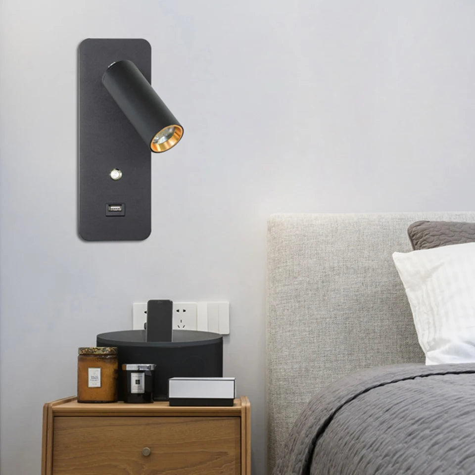 Lampes de mur Led d'intérieur 7W avec Charge USB applique murale chambre salon nordique moderne applique murale allée avec interrupteur applique murale - vue 4 sur 9
