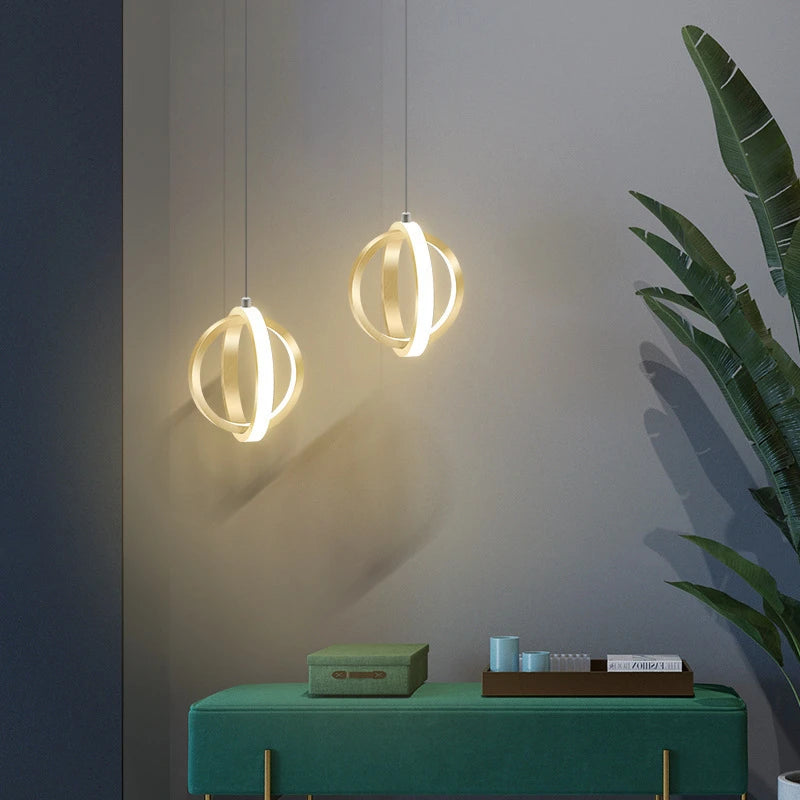 Nordic designer pendant light with gold ring - vue 3 sur 10