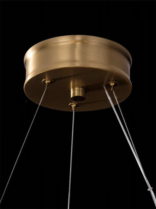 lustre en cuivre simple avec feuilles led style chinois