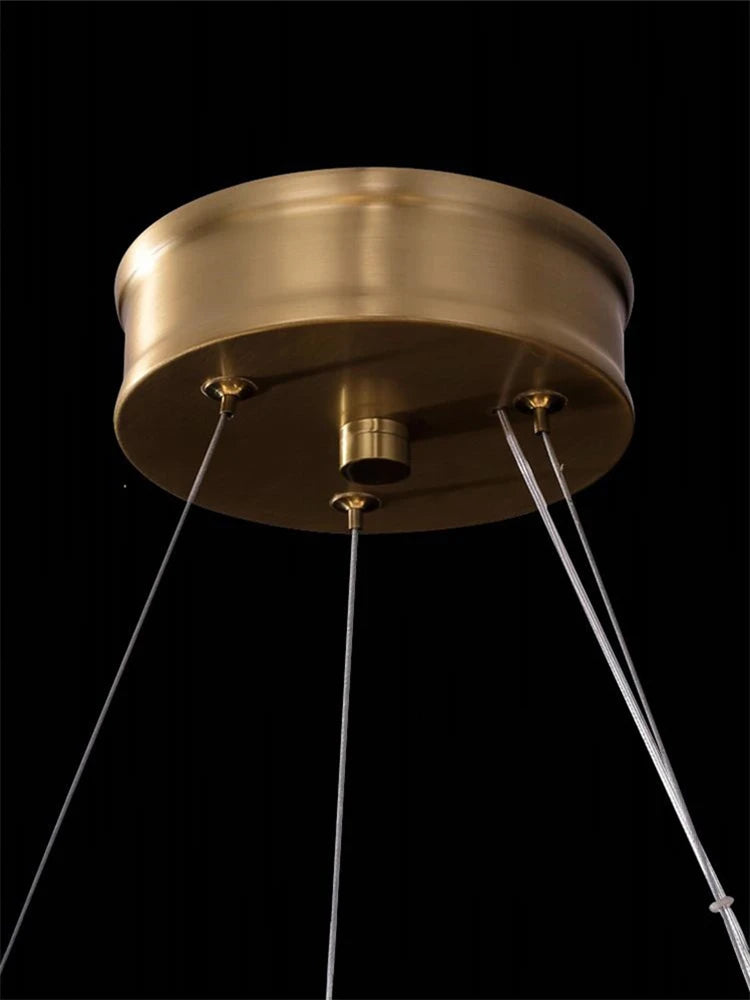 lustre en cuivre simple avec feuilles led style chinois - vue 5 sur 9