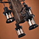 lustre rétro en bois 4 têtes pour hôtel café restaurant