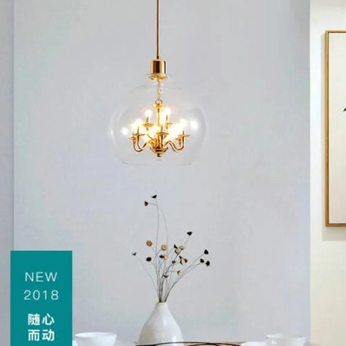 lustre en verre transparent pour décoration moderne et ambiance loft