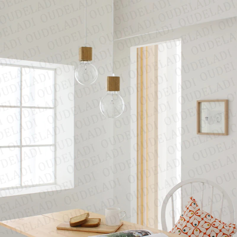 suspension loft moderne en bois réglable led vintage - vue 4 sur 6