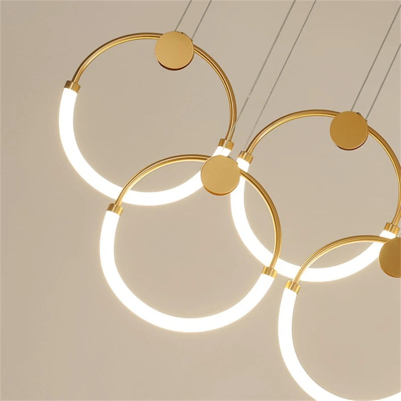 lustre moderne nordique anneau d'or suspension décoration - vue 6 sur 10