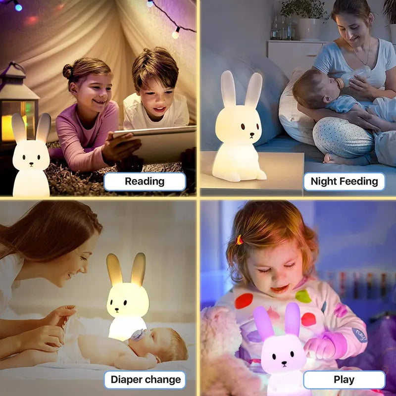 veilleuse lapin mignon en silicone usb pour enfants kawaii - vue 7 sur 7