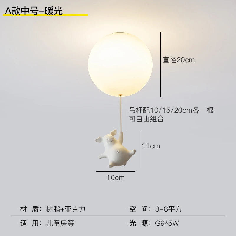 plafonnier led cochon volant pour décoration enfants - vue 7 sur 16