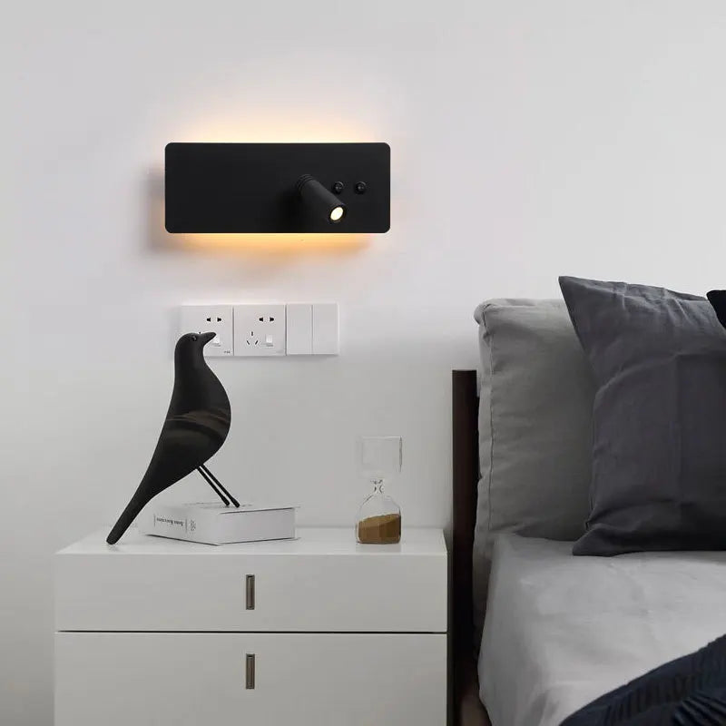 applique murale noir et blanc Led minimaliste lampe de chevet chambre hôtel avec interrupteur de projecteur Applique murale déco pour la maison - vue 4 sur 14