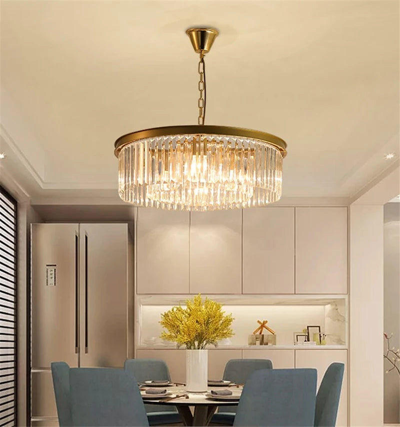 lustre rond en cristal design suspendu en verre transparent - vue 6 sur 6