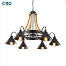Vintage hemp rope chandelier with iron lampshade for bars and cafés