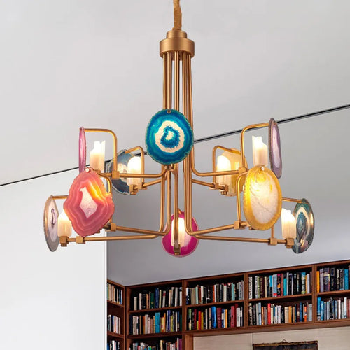 Two tier Nordic agate chandelier for minimalist restaurant - vue 2 sur 9