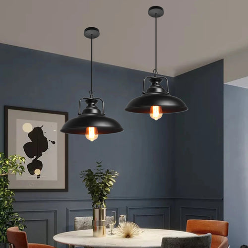 suspension loft industriel vintage lampe lustre rétro éclairage abat-jour