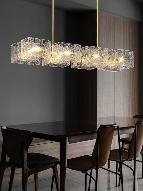 lustre moderne ondulation d'eau zhongdao luxe artistique verre